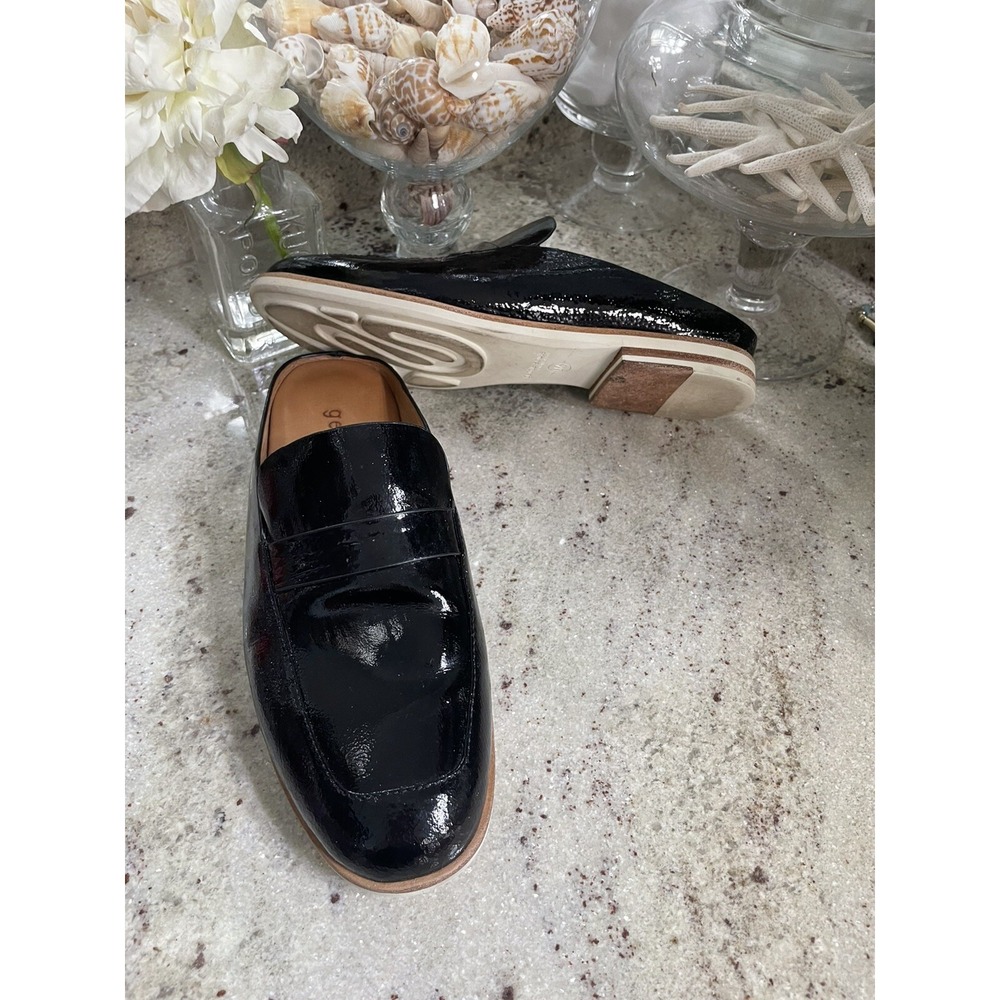 Gentle Souls Everett Loafer Slides Mules Black Patent Leather Womens 6 Flat